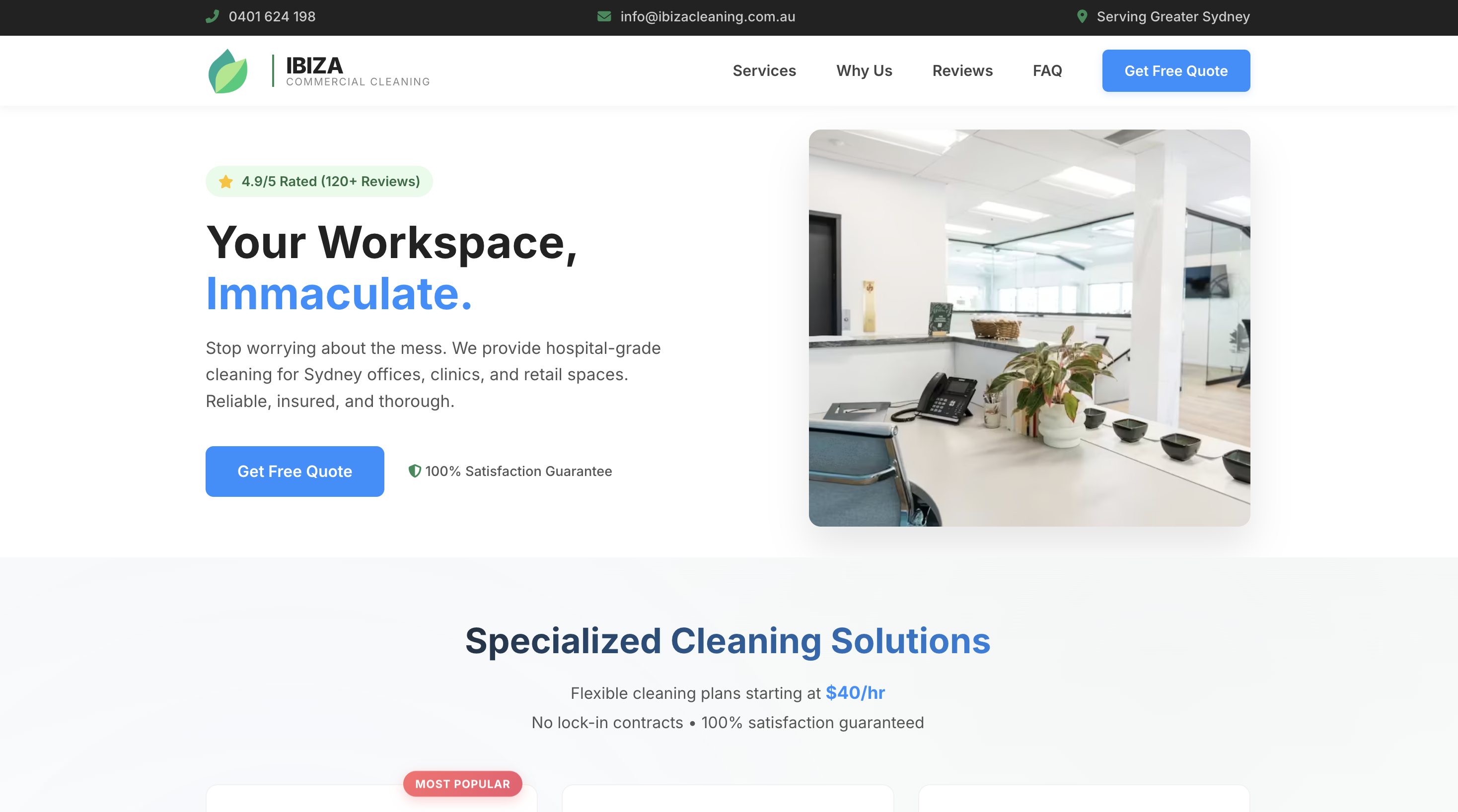 Ibiza Cleaning Services website preview